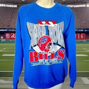 Vtg. Original & Official Buffalo Bills 1990 AFC Champs  Sweatshirt with Front L…